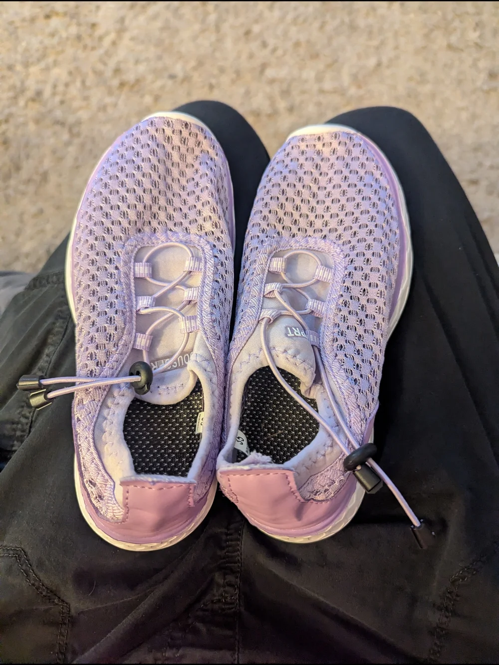 Kids Lavender Mesh Water Shoes with Easy Bungee Closure